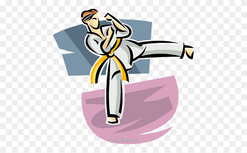 480x461 Martial Artist Kicking Royalty Free Vector Clip Art Illustration - Black Belt Clipart
