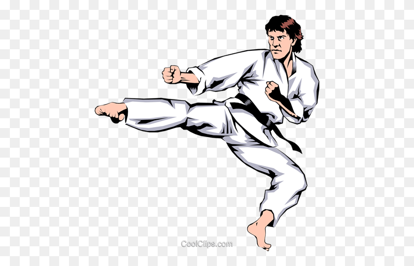 456x480 Martial Artist Kicking Royalty Free Vector Clip Art Illustration - Karate Clipart Free