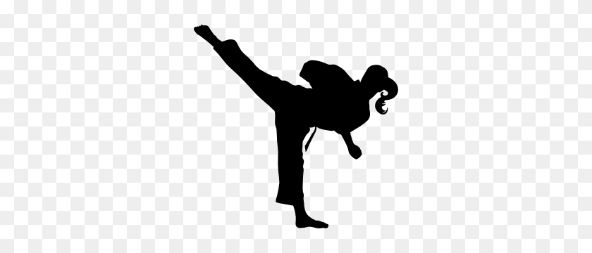 300x300 Artes Marciales Karate Girl Con Pony Tail Back Kick Sticker - Karate Girl Clipart