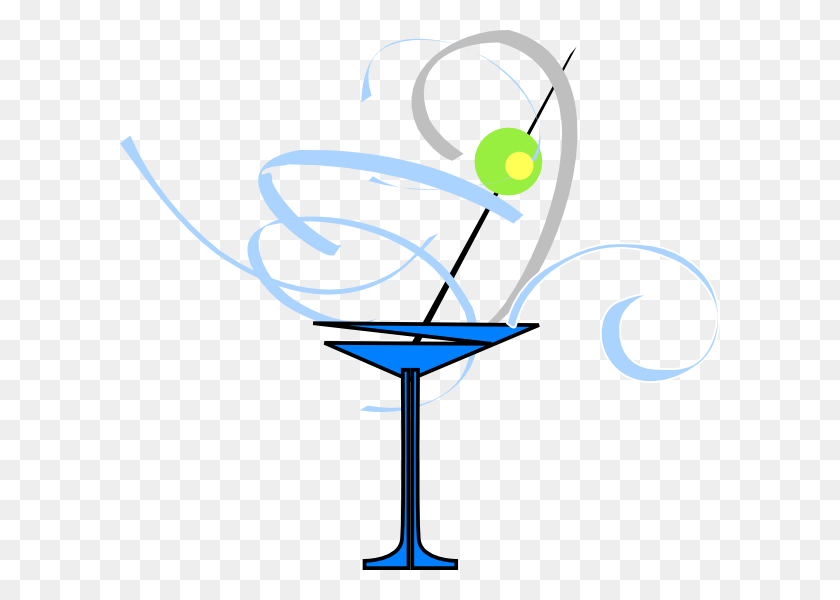 600x540 Martini Glass Bluegrey Clip Art - Martini Clip Art