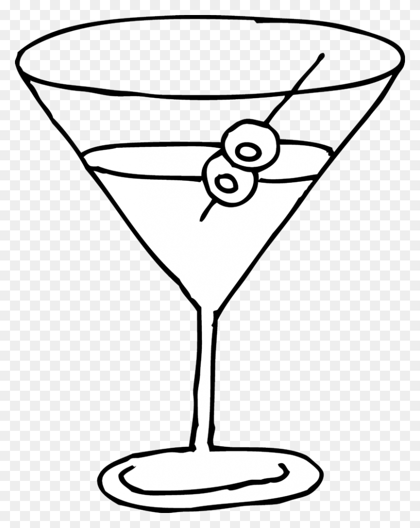 803x1024 Martini Glass Line Art Clip Libre De Cóctel - Champagne Clipart En Blanco Y Negro