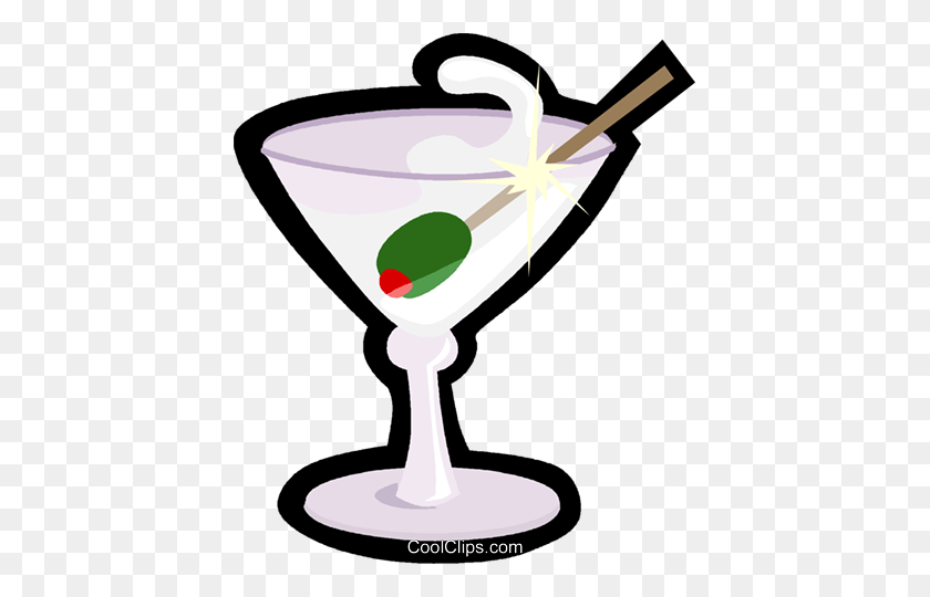 417x480 Martini Glass With Olive Royalty Free Vector Clip Art Illustration - Martini Glass Clipart