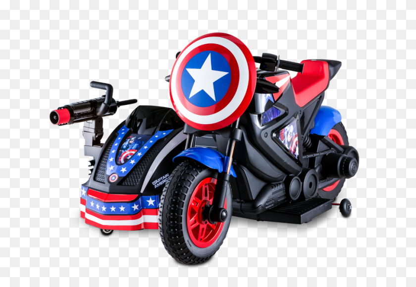900x600 Marvel Captain America Motorcycle And Side Car Kid Trax - Captain Marvel PNG