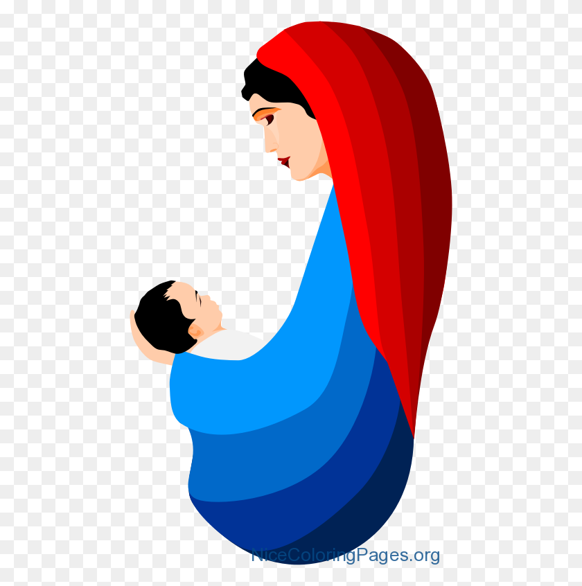 466x786 Mary And Jesus Clipart Nice Coloring Pages For Kids - Jesus Clipart PNG