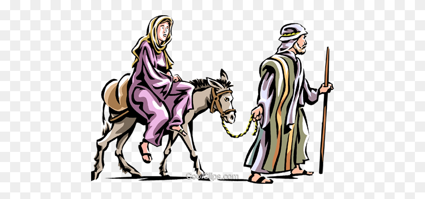480x333 Mary And Joseph Headed To Bethlehem Royalty Free Vector Clip Art - Mercy Clipart