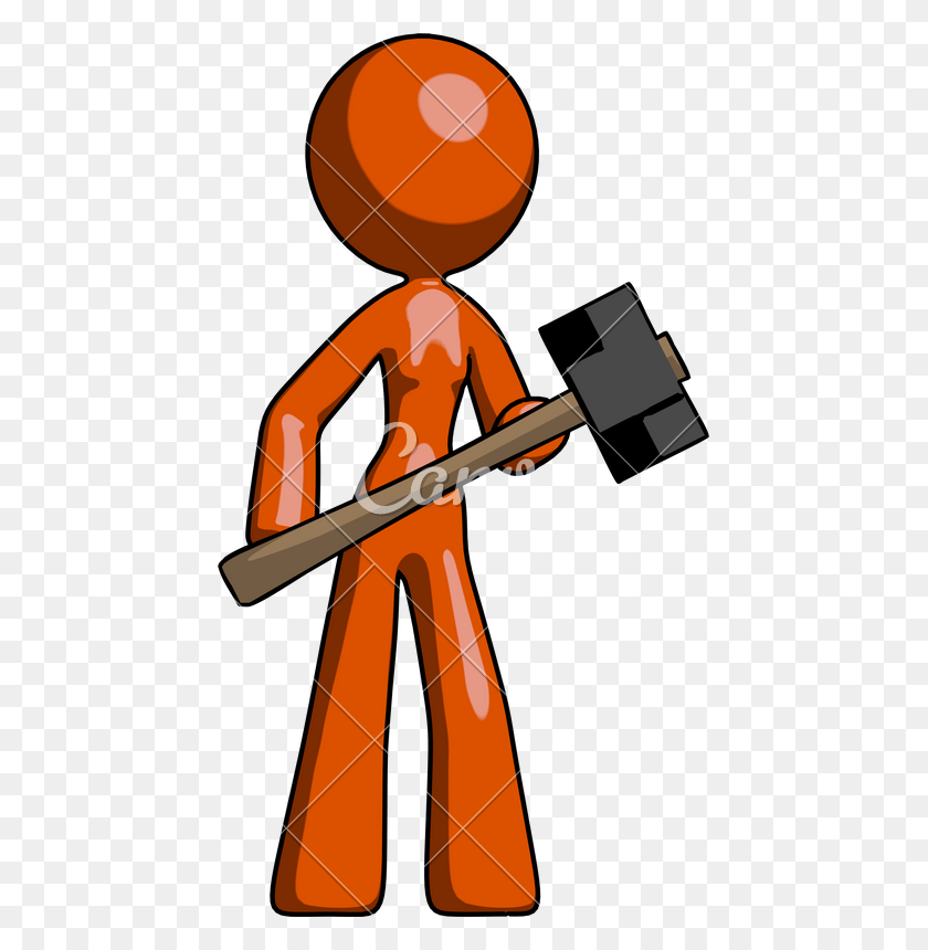 445x800 Mascot Woman With Sledgehammer - Sledgehammer PNG