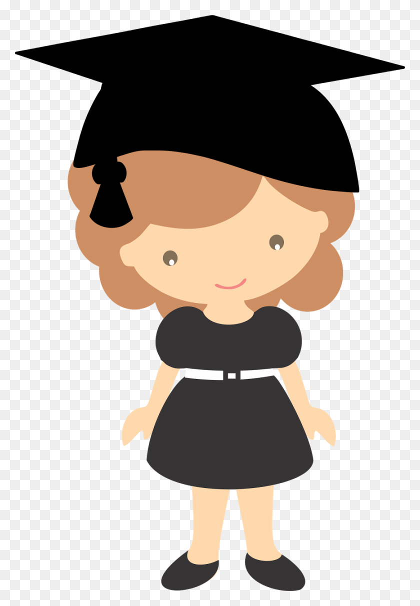 1083x1600 Mascotinha Kit Formatura Para Baixar Cute Girls Cartoon - Cap And Gown PNG