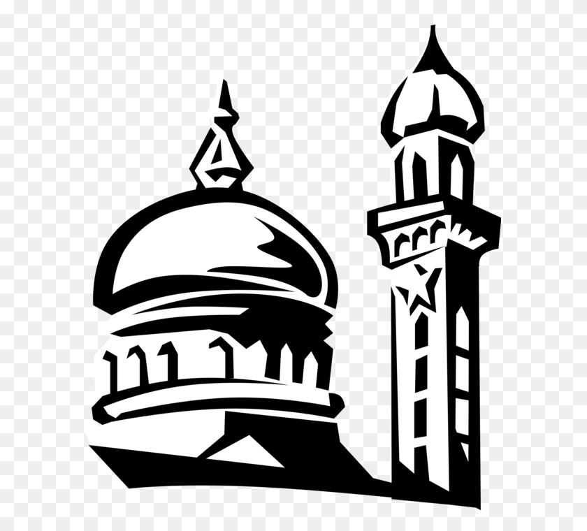 595x700 Masjid Vector Green Huge Freebie! Download For Powerpoint - Worship Clipart Black And White