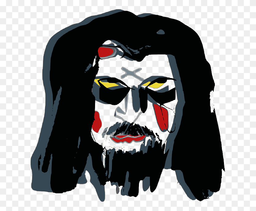 640x634 Mask, Face, War Paint, Raggery, Clown, Devil - Face Paint PNG