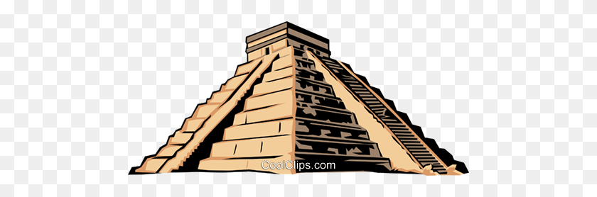 480x218 Mayan Pyramid Royalty Free Vector Clip Art Illustration - Mayan Clipart