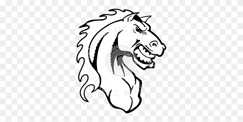311x361 Mean Stallion Horse Head - Horse Head Clipart Black And White