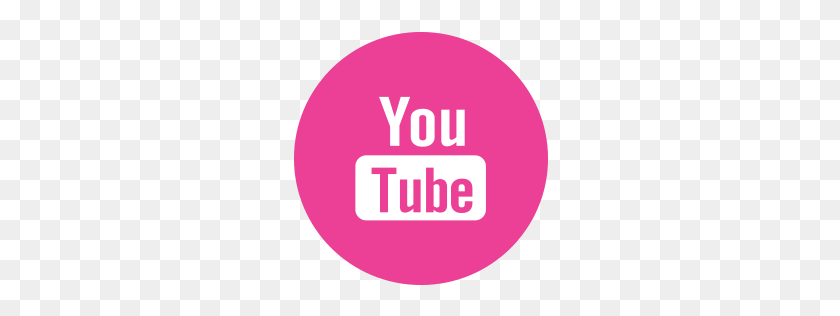 256x256 Медиа, Розовый, Круглый, Социальный, Значок Youtube - Иконки Социальных Сетей Png Прозрачного
