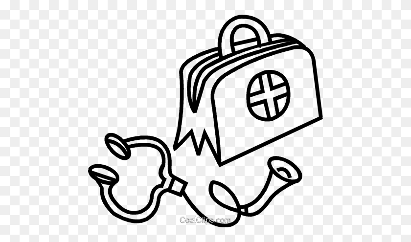 480x435 Medical Bag And Stethoscope Royalty Free Vector Clip Art - Stethoscope Clipart Free
