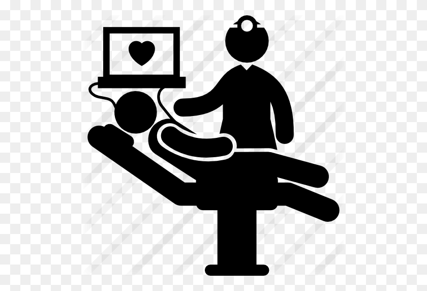 512x512 Medical Doctor In Patient Heart Check - Doctor Black And White Clipart