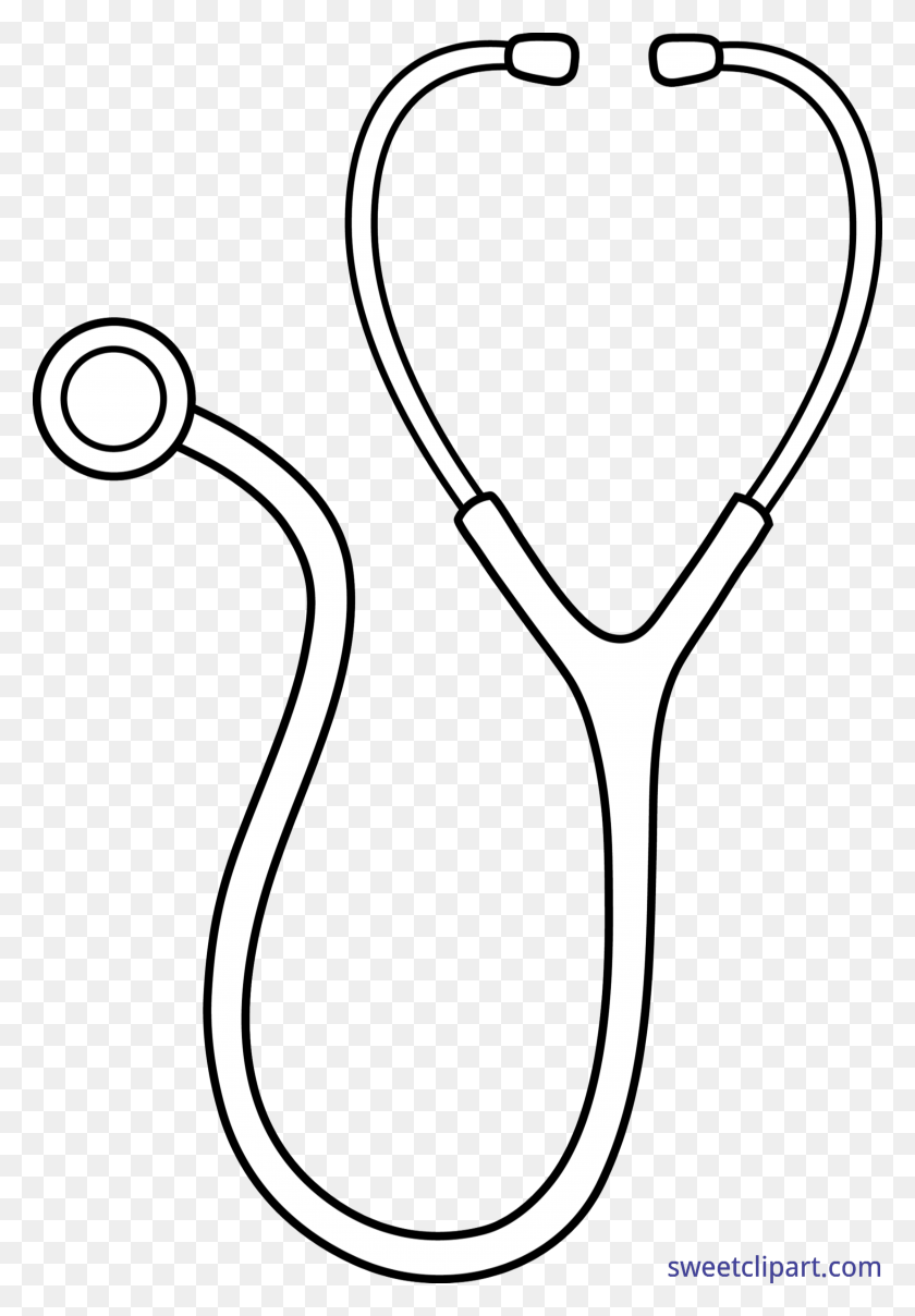 Medical Stethoscope Lineart Clip Art - Stethoscope With Heart Clipart