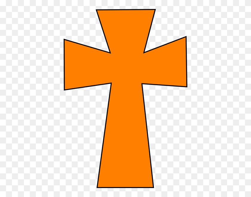 414x599 Medieval Cross Orange Black Clip Art - Rugged Cross Clipart