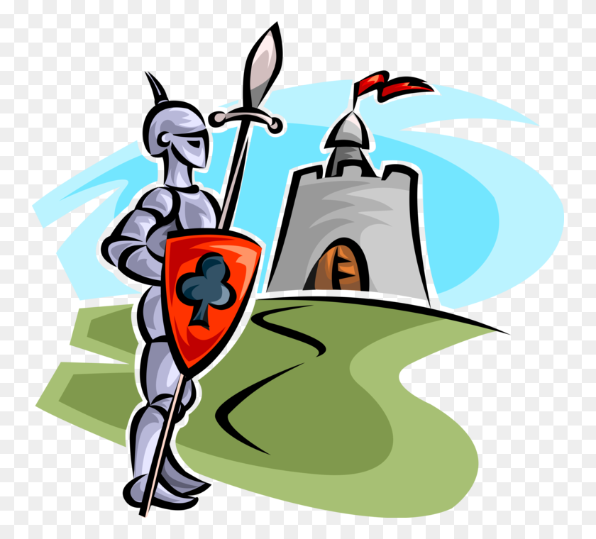 750x700 Medieval Knight With Spear And Shield - Medieval Knight Clipart