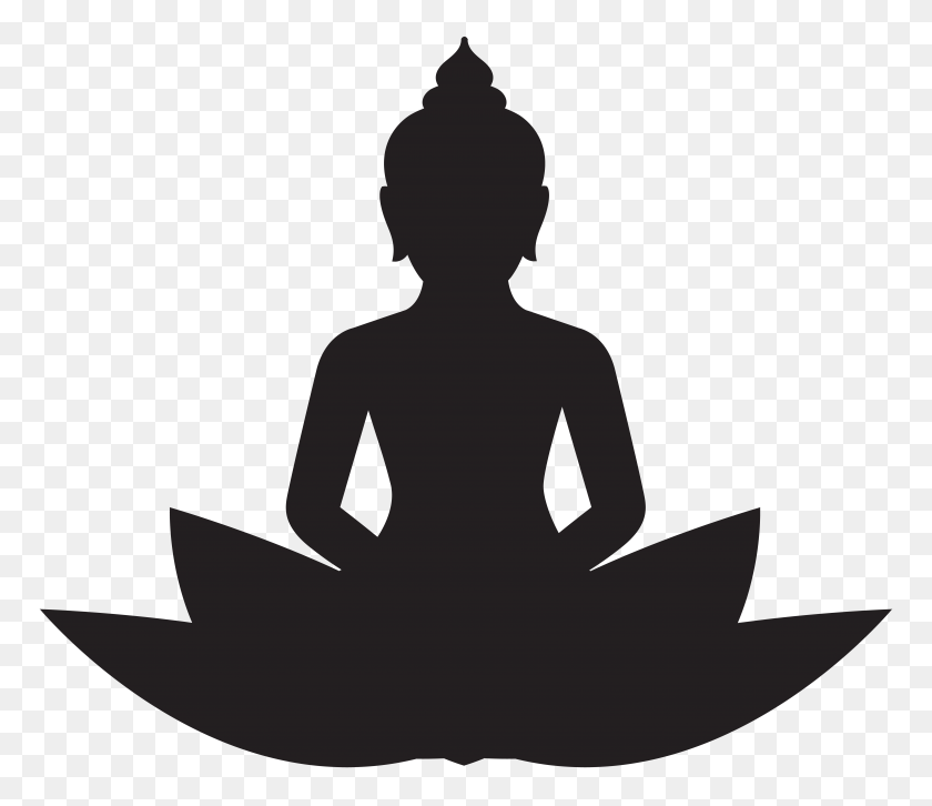 8000x6831 Silueta De Buda Meditando Png Clip - Silueta Sentada Png