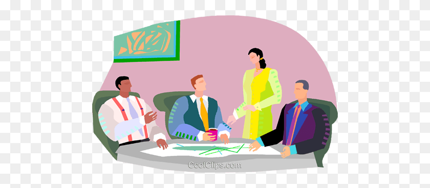 480x308 Meeting, Comparing Ideas Royalty Free Vector Clip Art Illustration - Team Meeting Clipart
