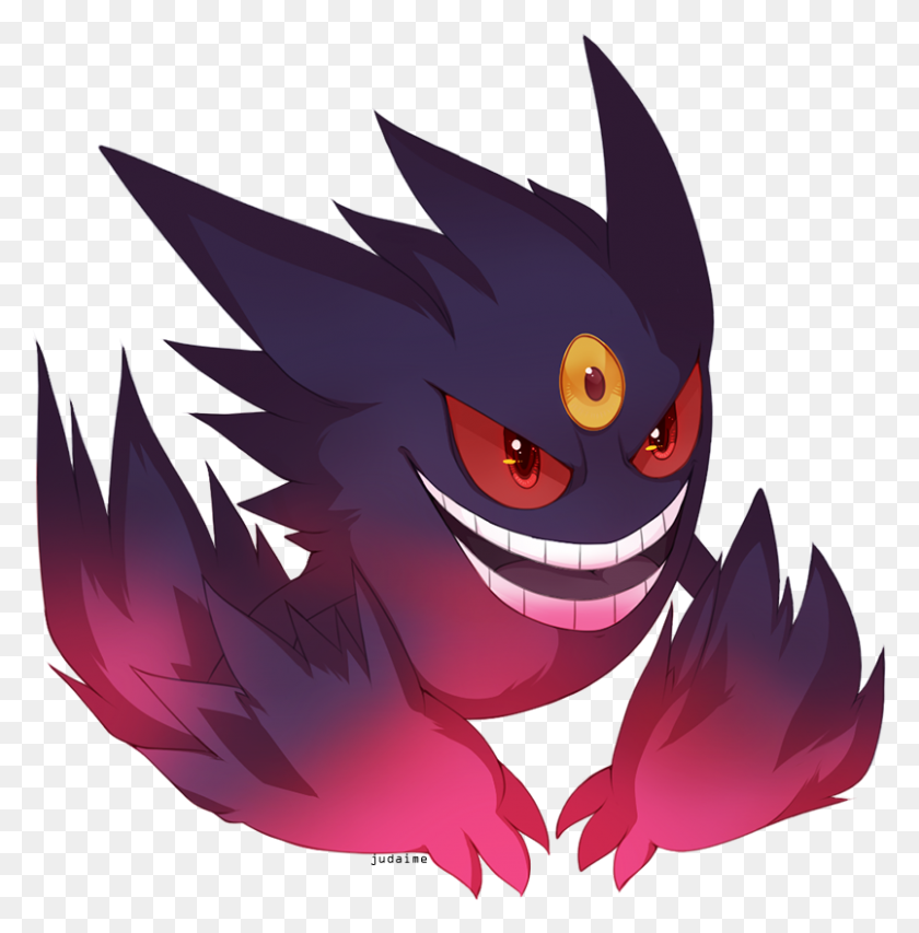 804x818 Mega Gengar Used Scary Face - Scary Face PNG