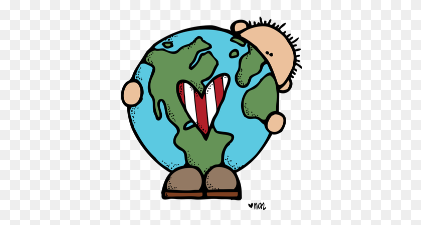 371x390 Melonheadz Boy With Globe Kids Clipart Earth Day - Earth Science Clipart