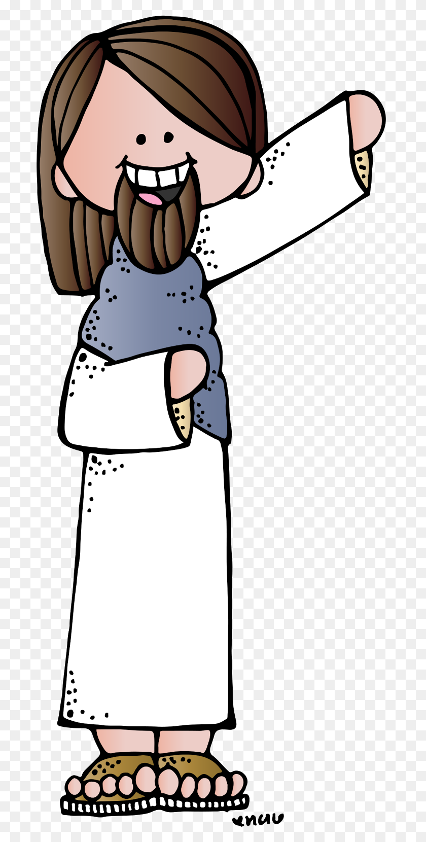 696x1600 Melonheadz Lds, Иллюстрирующий Декабрь - Иисус Идет По Воде Клипарт