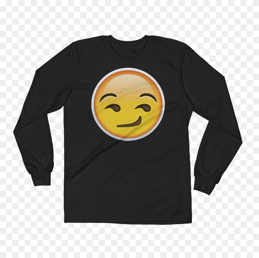 1000x1000 Men's Emoji Long Sleeve T Shirt - Smirk Emoji PNG