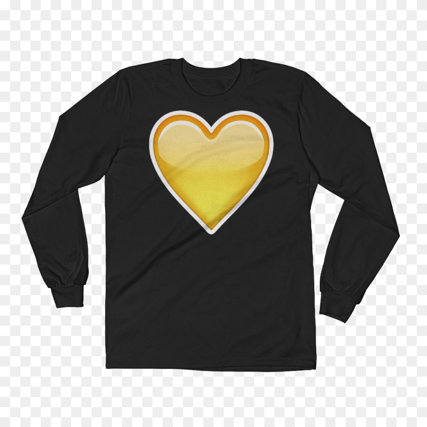 1000x1000 Men's Emoji Long Sleeve T Shirt - Yellow Heart Emoji PNG