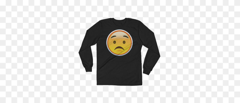 300x300 Men's Emoji Long Sleeve T Shirt - Worried Emoji PNG