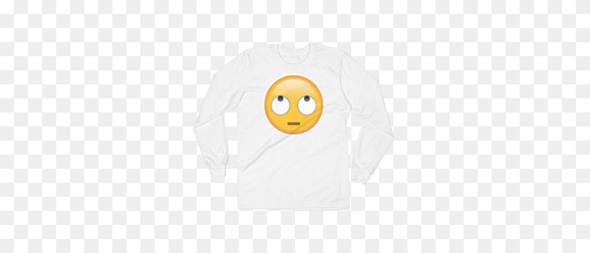 300x300 Men's Emoji Long Sleeve T Shirt - Eye Roll Emoji PNG
