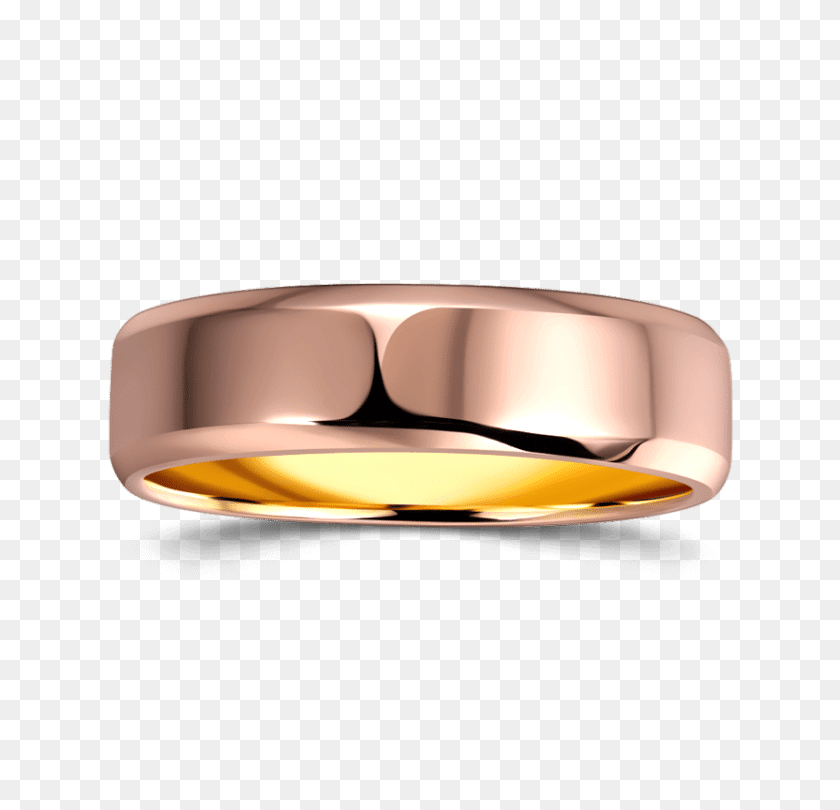 750x750 Men's Rose Gold Color Silver Wedding Ring With Gold Plating - Rose Gold PNG