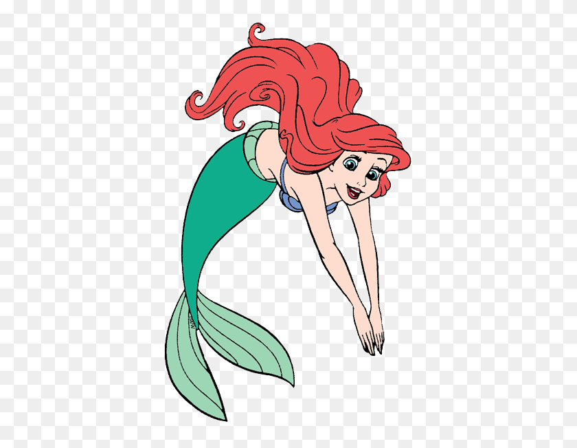 372x592 Mermaid Clipart Diving - Mermaid Black And White Clipart
