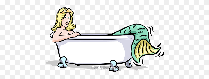 480x258 Mermaid In The Bathtub Royalty Free Vector Clip Art Illustration - Mermaid Clipart Free