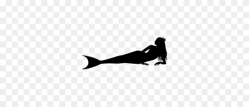 300x300 Mermaid Laying Down Sticker - Mermaid Tail Silhouette PNG