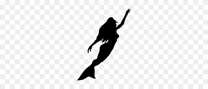 300x300 Mermaid Reaching Up Sticker - Mermaid Silhouette PNG