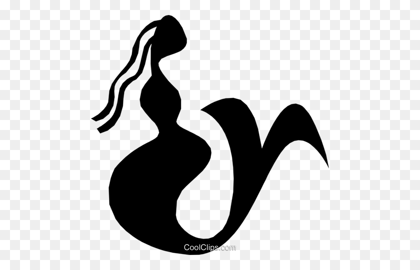 476x480 Mermaid Royalty Free Vector Clip Art Illustration - Mermaid Black And White Clipart