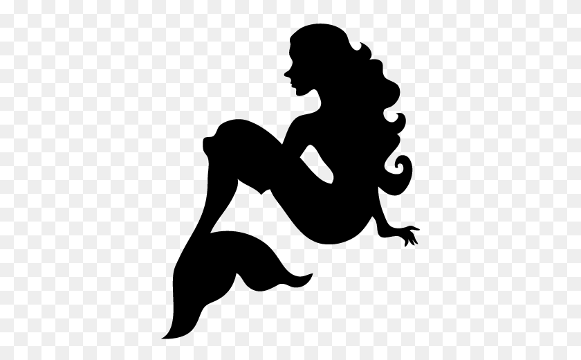 374x460 Mermaid Silhouette Group With Items - Pregnant Mermaid Clipart
