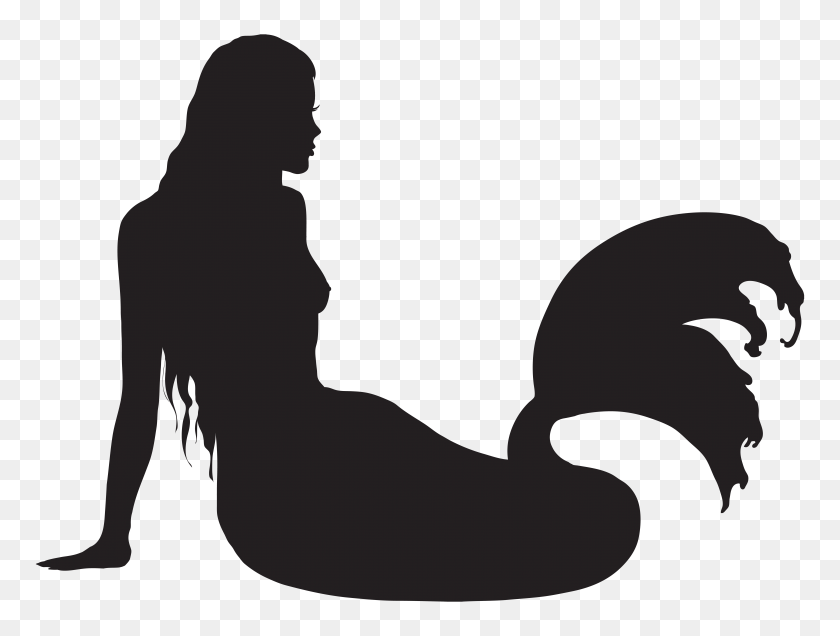 8000x5910 Mermaid Silhouette Group With Items - Mermaid Clip Art