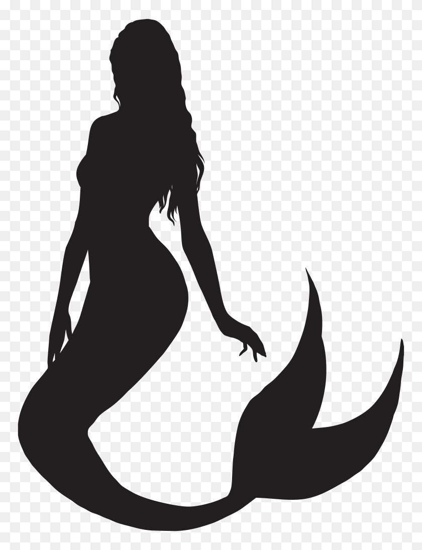 6028x8000 Mermaid Silhouette Group With Items - Vintage Mermaid Clipart
