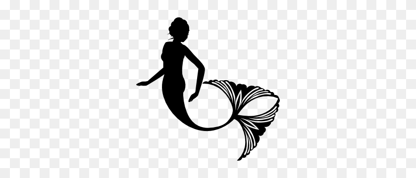 300x300 Mermaid With Double Tail Sticker - Mermaid Clipart Outline