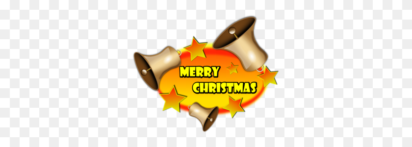 299x240 Merry Christmas Bell Banner Clip Art - Mellophone Clipart