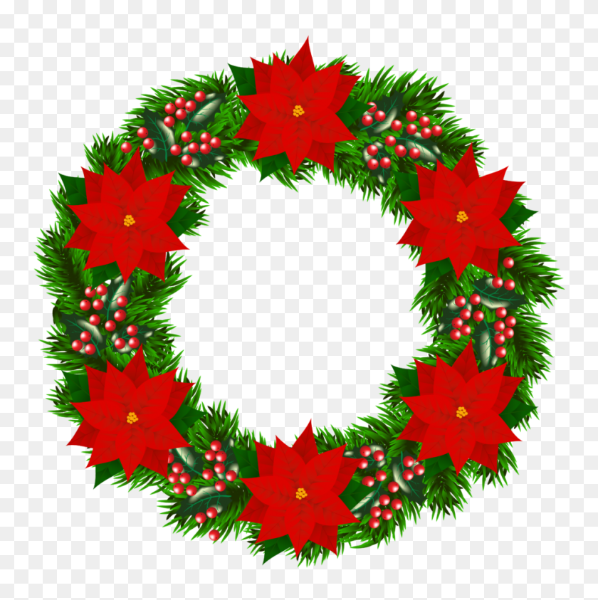 958x962 Merry Christmas Wreath Clipart - Christmas Greenery Clipart