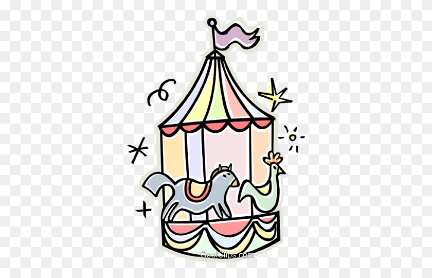 346x480 Merry Go Round Royalty Free Vector Clip Art Illustration - Merry Go Round Clipart
