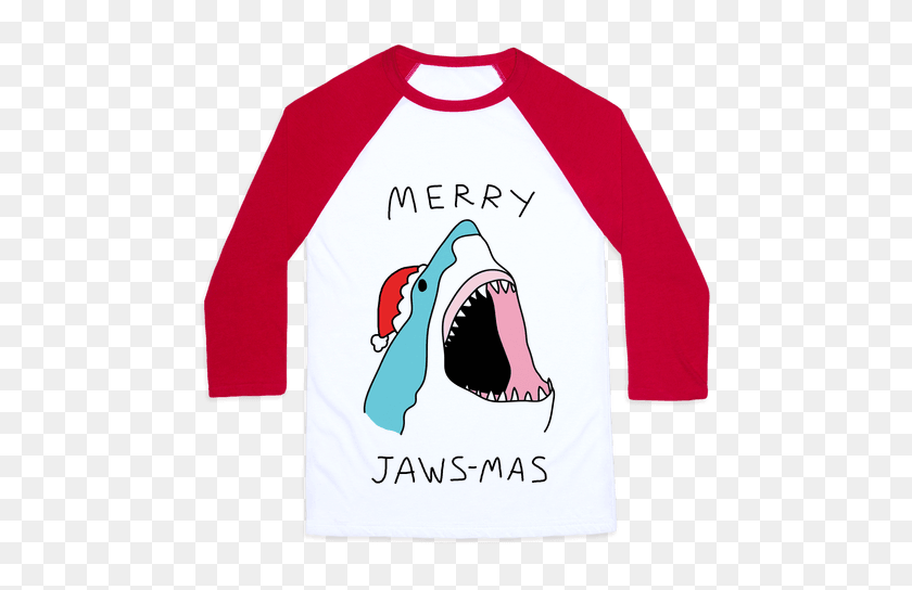 484x484 Merry Jaws Mas Christmas Baseball Tee Lookhuman - Jaws PNG