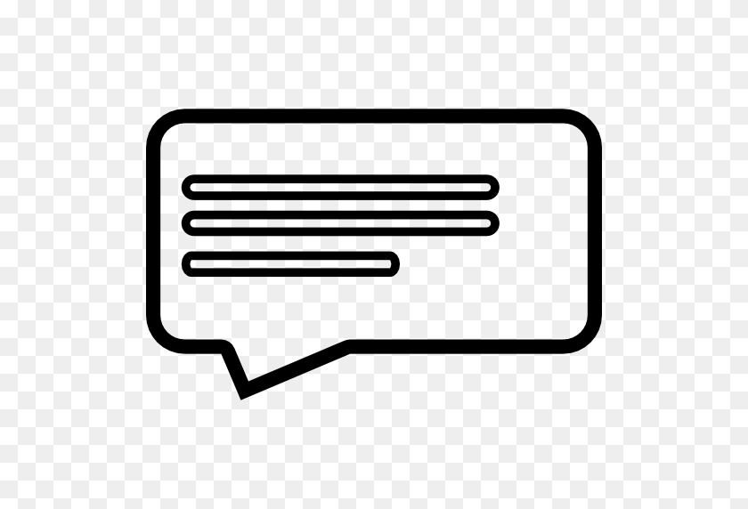 512x512 Message Rounded Rectangle Speech Bubble Outline With Text Lines - Pixel Speech Bubble PNG