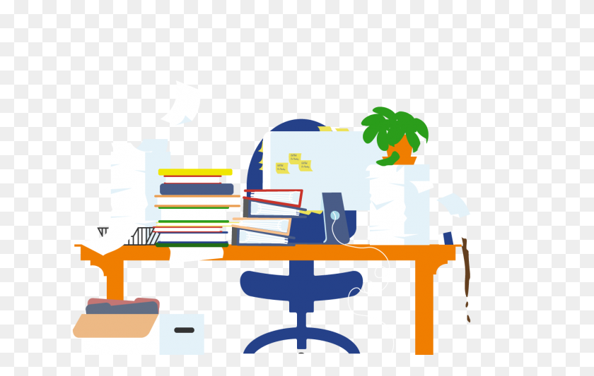 1348x818 Messy Desk - Messy Desk Clipart