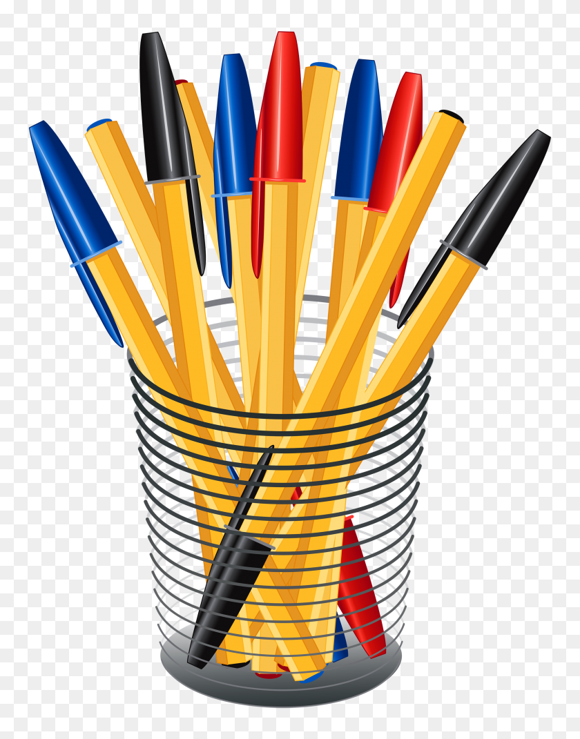 2313x3000 Metal Cup With Pens Png Clip Art - Writing Clipart PNG