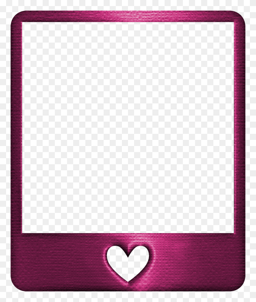 1500x1796 Metallic Fuschia Pink Polaroid Frame Heart Polaroidstic - Polaroid Picture Frame PNG