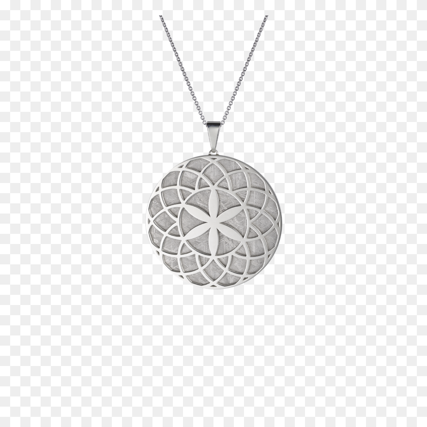 1500x1500 Meteorite Crop Circle Rosette Pendant In Silver - Silver Circle PNG