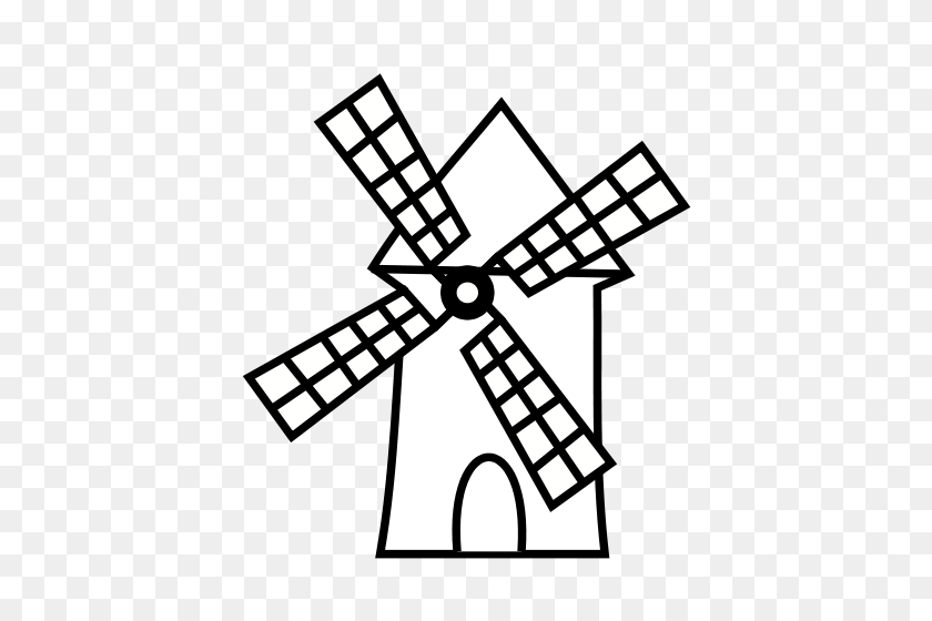 500x500 Meuble Moulin - Windmill Clipart Black And White